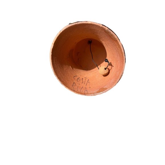 Vintage Pottery Bell signed Costa Rica red clay glazed Hand Painted - Picture 3 of 4